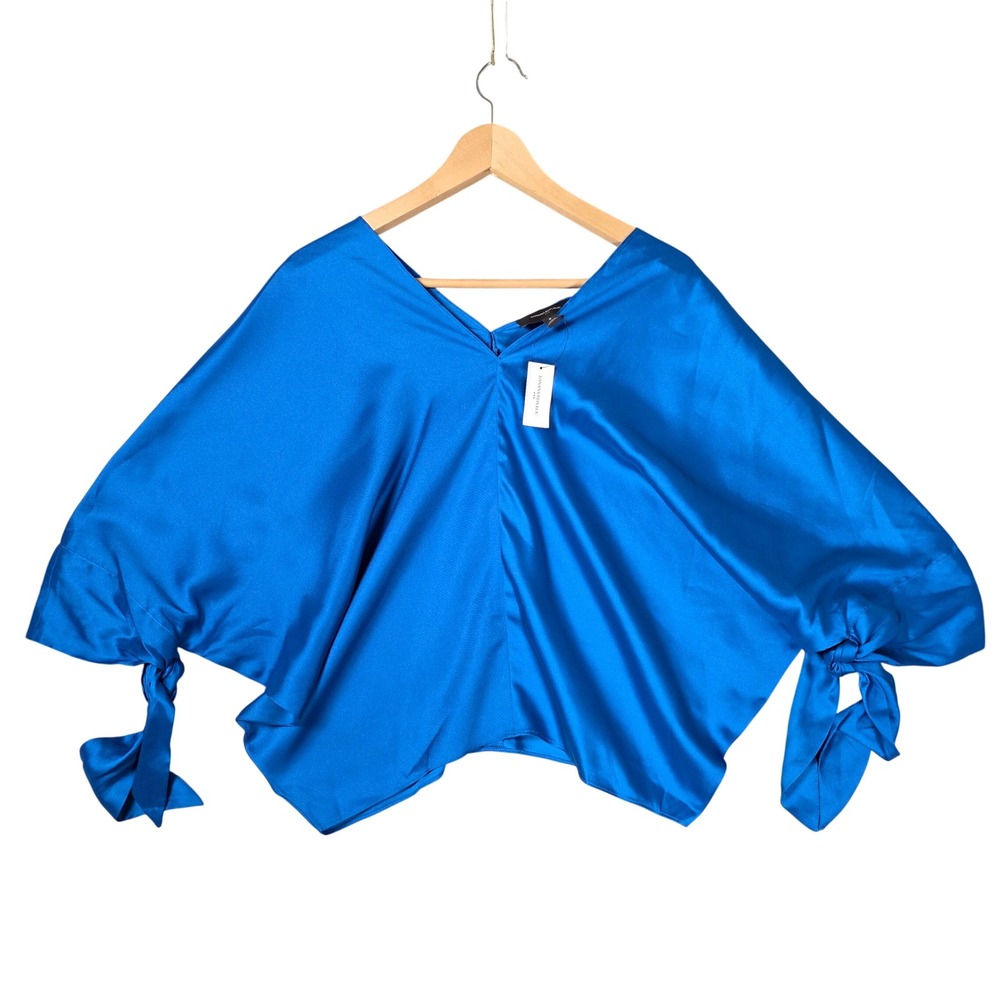 Banana Republic Blue Tie Sleeve Dolman Blouse V-Neck‎ Sz S NWT Business Event